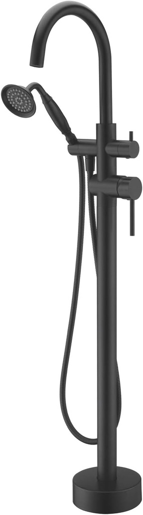 Tub Filler Freestanding Bathtub Faucet Black Floor Mounted Brass Bathroom Tub Faucets with Hand Shower