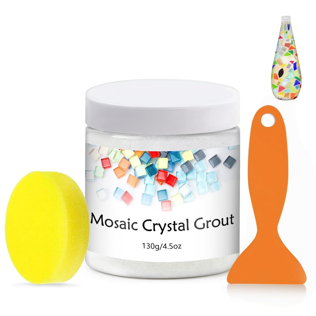 Mosaic Crystal Grout, Mosaics Tile Tools, Mosaic Tile Accessories – Essential for Handmade Grouting and Perfect for DIY Craft Projects (White, 4.5oz)