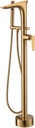 Brass Freestanding Bathtub Faucet with Cold and Hot Water Brushed Gold Single Handle Bath Shower Mixer Floor Mounted Taps with Handheld Shower