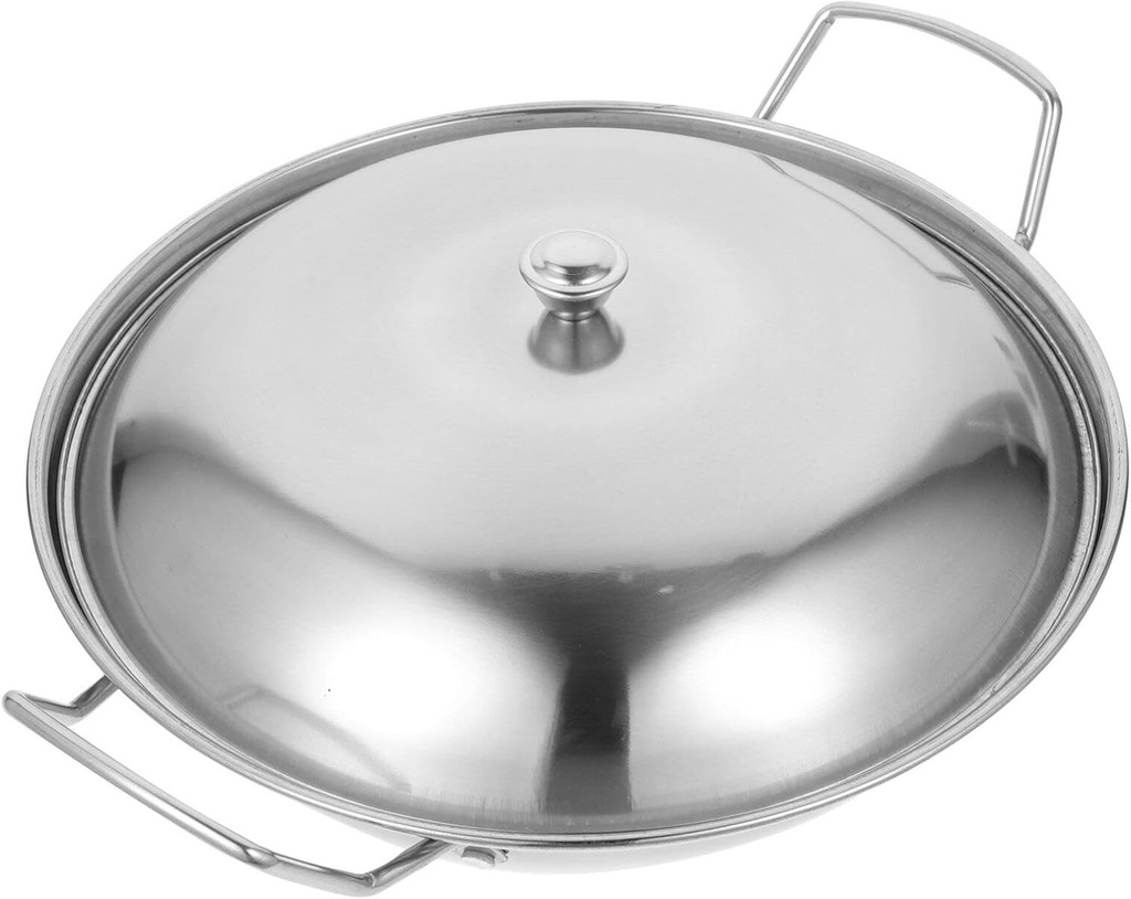 IMIKEYA 1set Non-stick Round Cooking Pot Lid Thickened Stainless Steel Hot Pot for Home Cooking Easy to Clean Dry for Induction and Stovetops