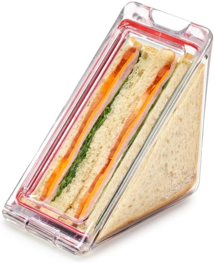 Triangle Sandwich Container, Plastic Sandwich Bags Reusable Sandwich Wedge Boxes Container for Lunch, Portable Breakfast Sandwich Box with Lids (1)