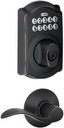 Schlage FBE365 V CAM 716 Acc Camelot Aged Bronze Electronic Door Lock Deadbolt with Accent Door Lever Combo