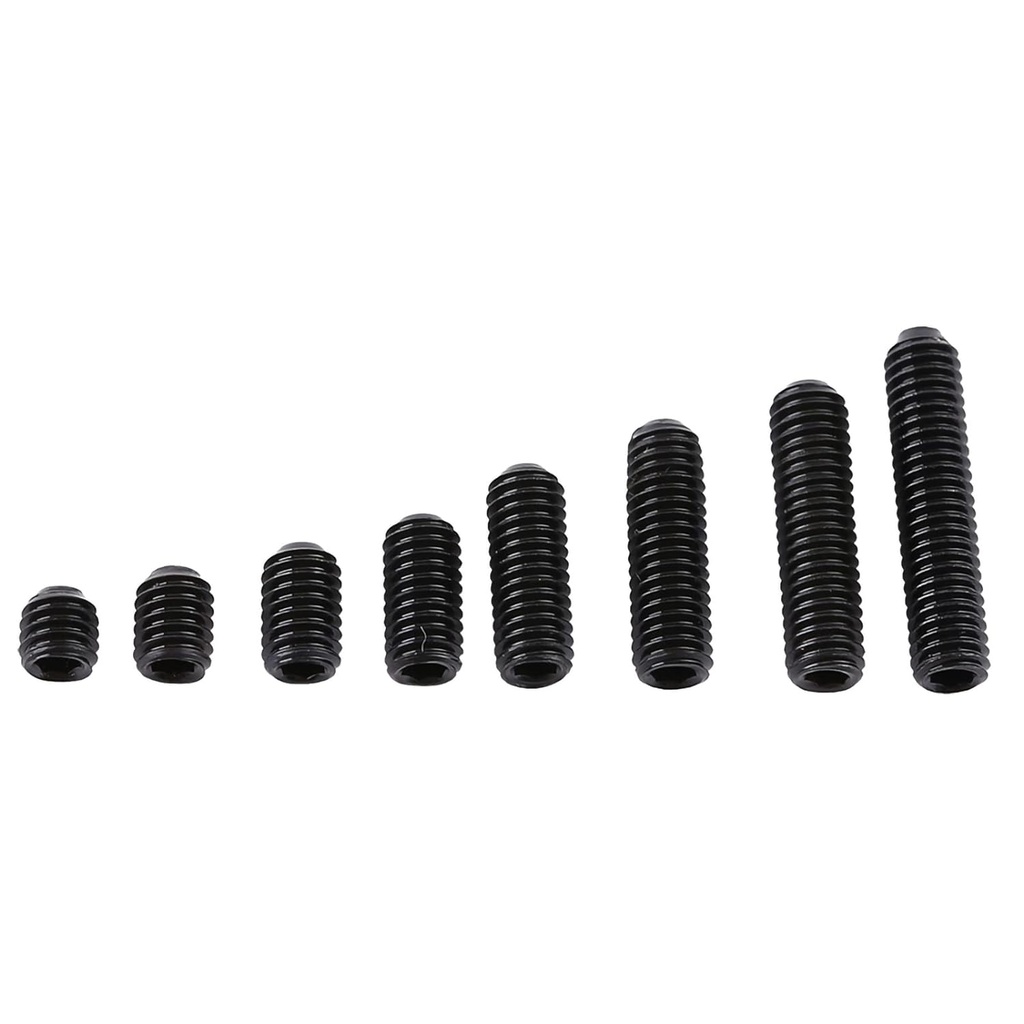 M3 Metric Set Screw, 200pcs Socket Hex Grub Screw Set, Black Carbon Steel Hex Socket Set Screw Screw Assortment Kit for Door Handles Light Fixture Screws
