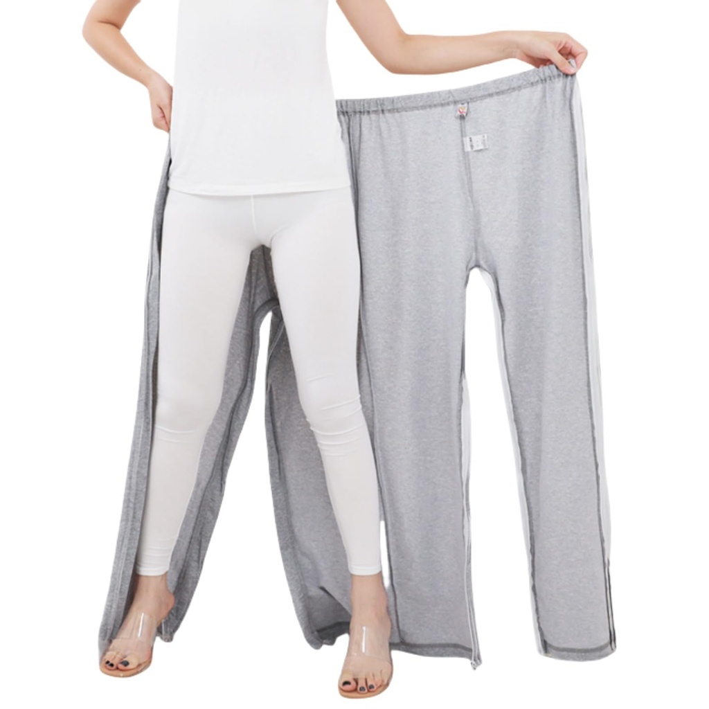 WEEOATAR Unisex Patient Pants,Bedridden Patient Clothing,Disability Clothing with Zippers,Hospital Gowns Nursing Aid
