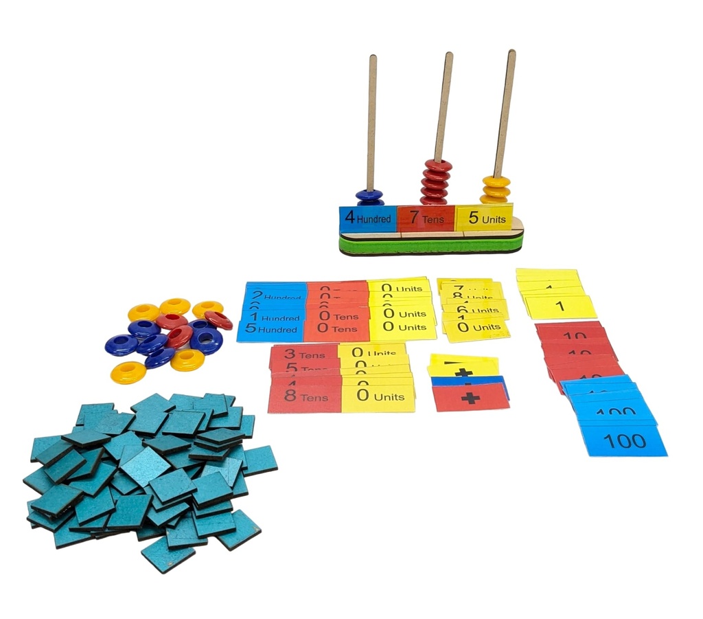 Wooden Place Value Abacus And Number Expansion Cards. For Conceptual Learning Of Number Sense, Addition, Subtractions Concepts, Kids