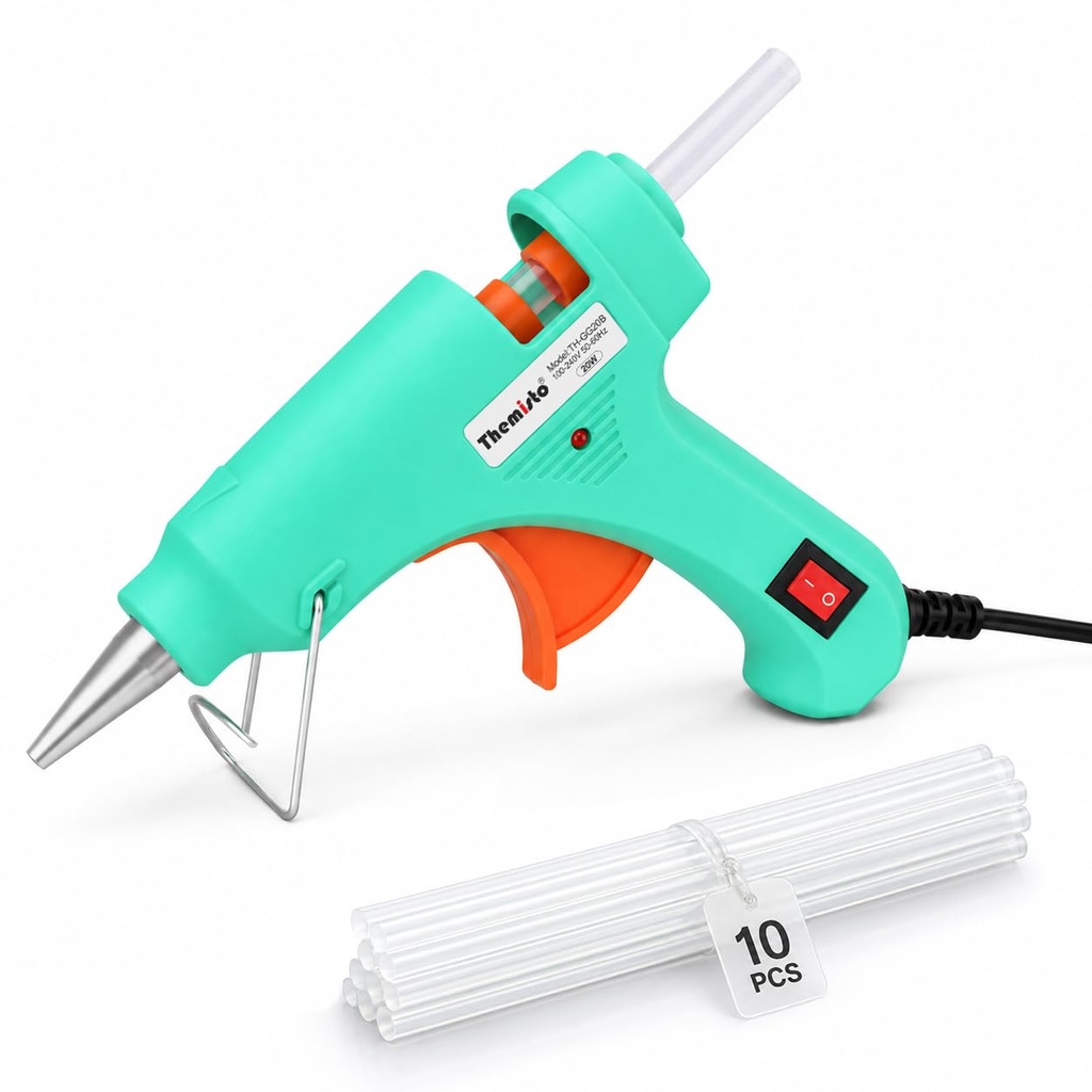 THEMISTO 20 Watt Mini Hot Melt Glue Gun with 10 Glue Sticks for DIY Art and Crafts…