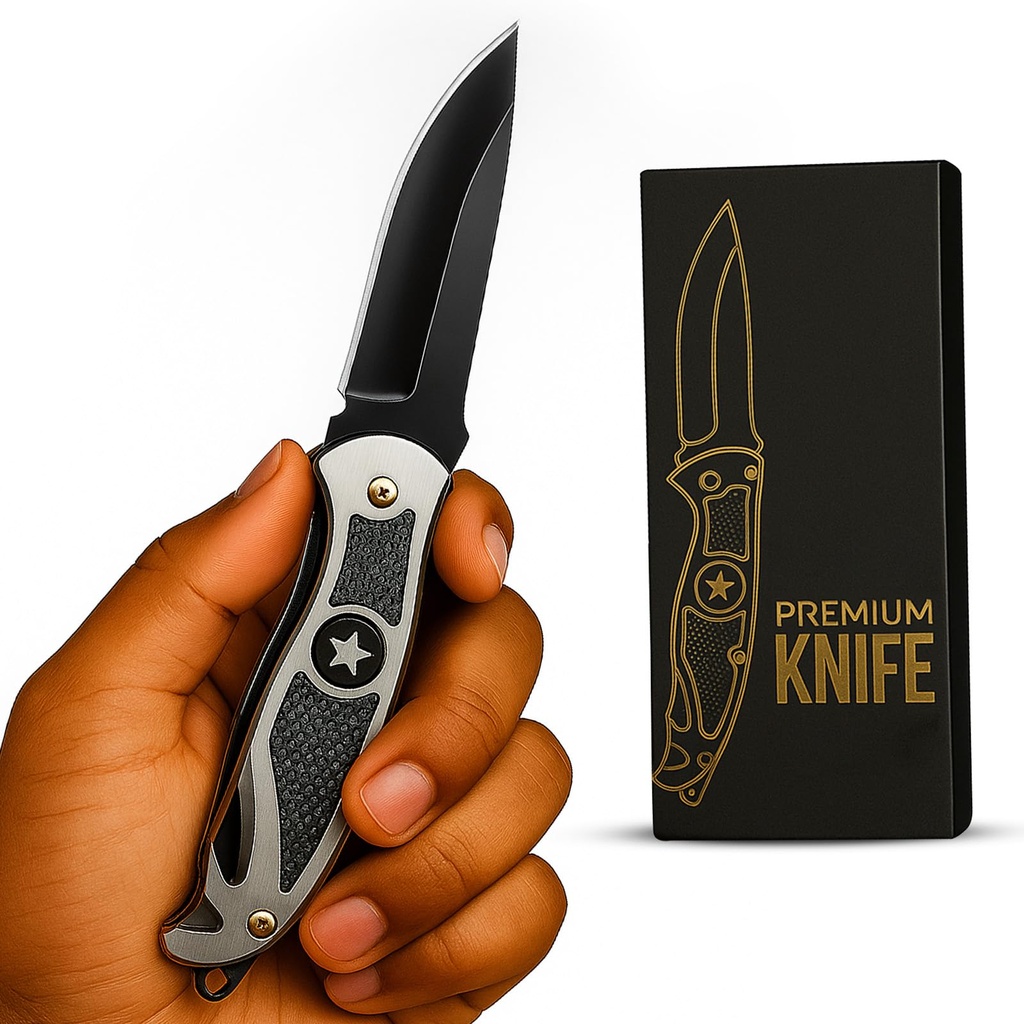 PANCA Star Shield Multipurpose Knife | Compact Carbon Steel Utility Knife for Kitchen, Home & Office Use | Manual Cutting Tool for Vegetables, Fruits, Packaging & DIY Tasks (Silver, Pack of 1)