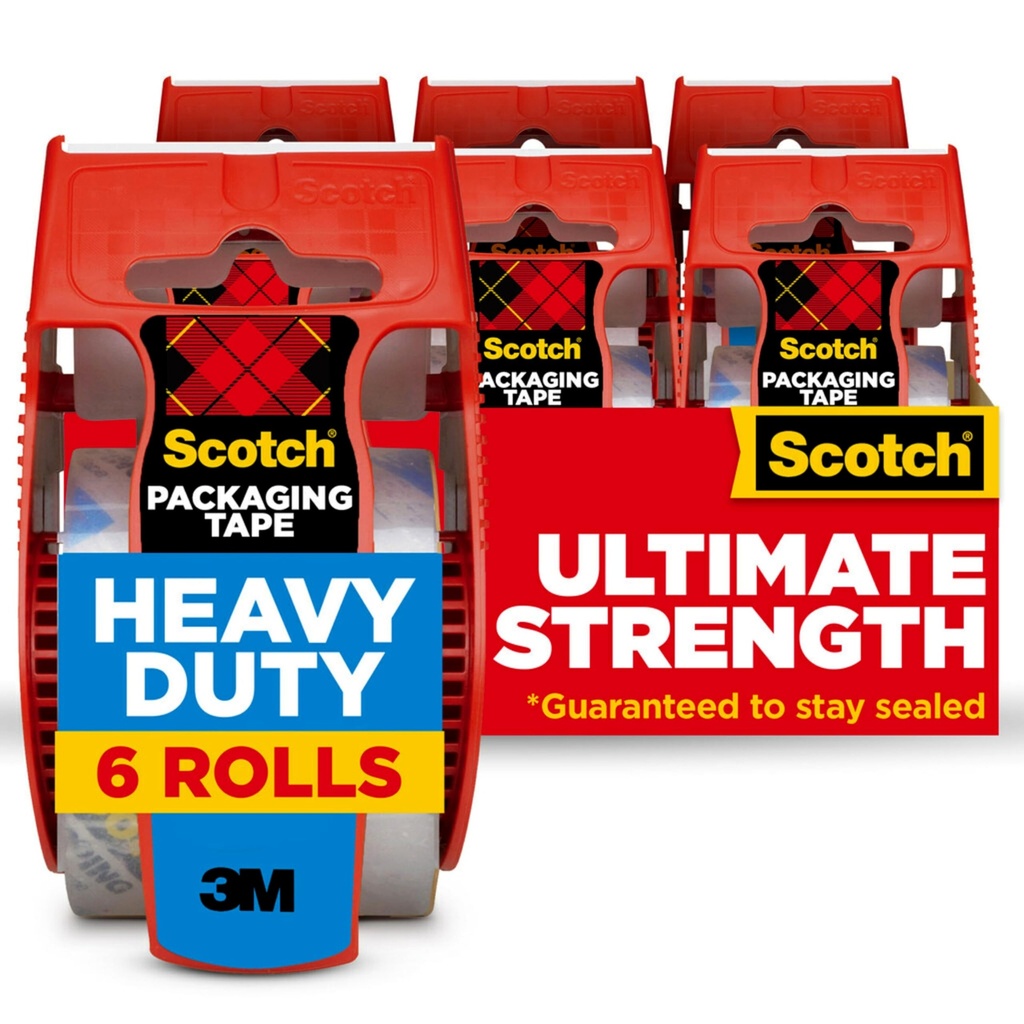 Scotch Heavy Duty Packing Tape, 1.88 in x 800 in, 6 Rolls