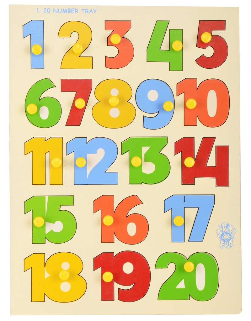 Skillofun Wooden Number Tray, Educational Toy, Non-Toxic, Eco-Friendly, Develops Motor Skills, Cognitive Development, Teaches Numbers 1-20, Safe for Toddlers.