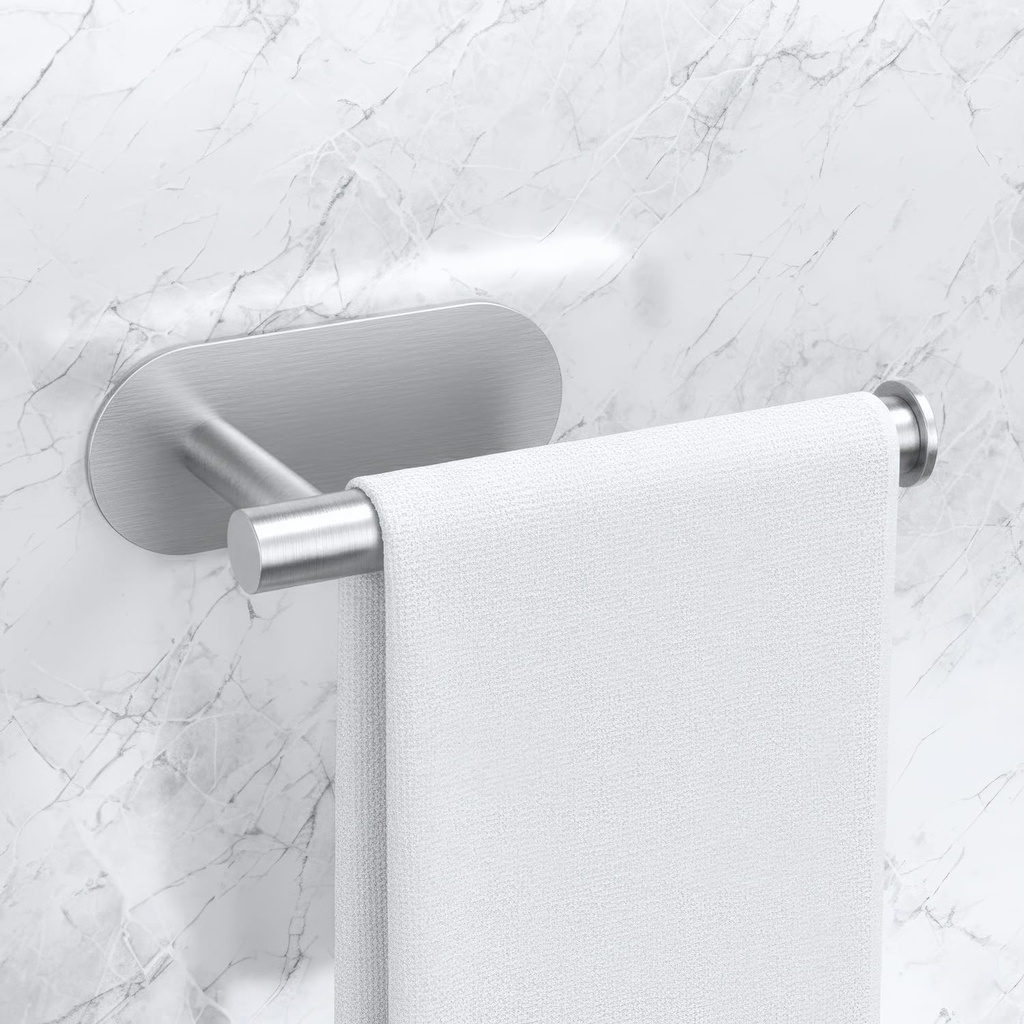 MIORAH Self Adhesive Aluminum Hand Towel Holder in Bathroom | Wall Mounted Towel Hanger for Wash Basin & Bathroom Towel Hanger for Wall | Silver