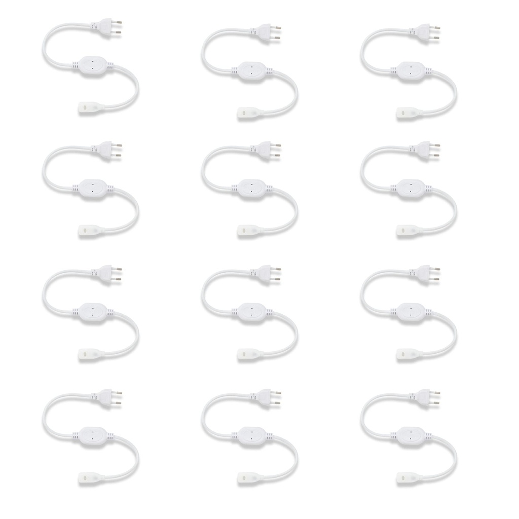 Murphy 220V AC PIN Connector/Adaptor/Cable for LED (SMD 2835-120 LED/Mtr.) Rope Light (Pack of 12), White