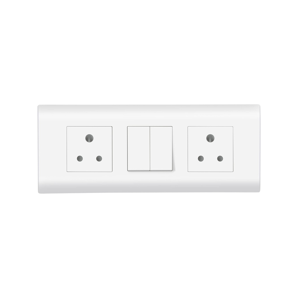 Wipro Northwest (Nowa) Switch Combo of 6M Plate + 1M 6A Switch x2 + 6A 3Pin Socket x2, White (Kit 12)