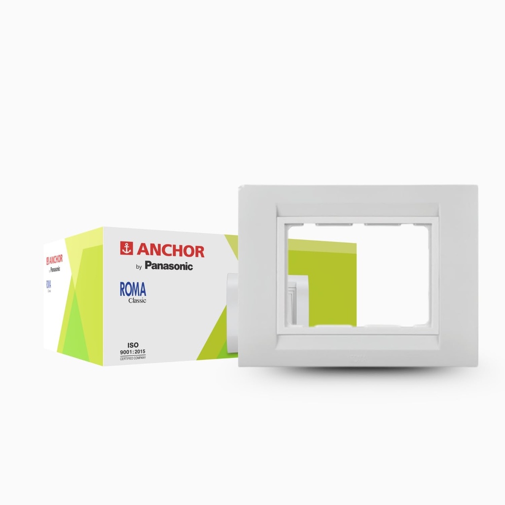 Anchor by Panasonic Roma Classic 8 Module Horizontal Tresa Glossy White Plate for Switch Board (White, 30384WH-PK2)