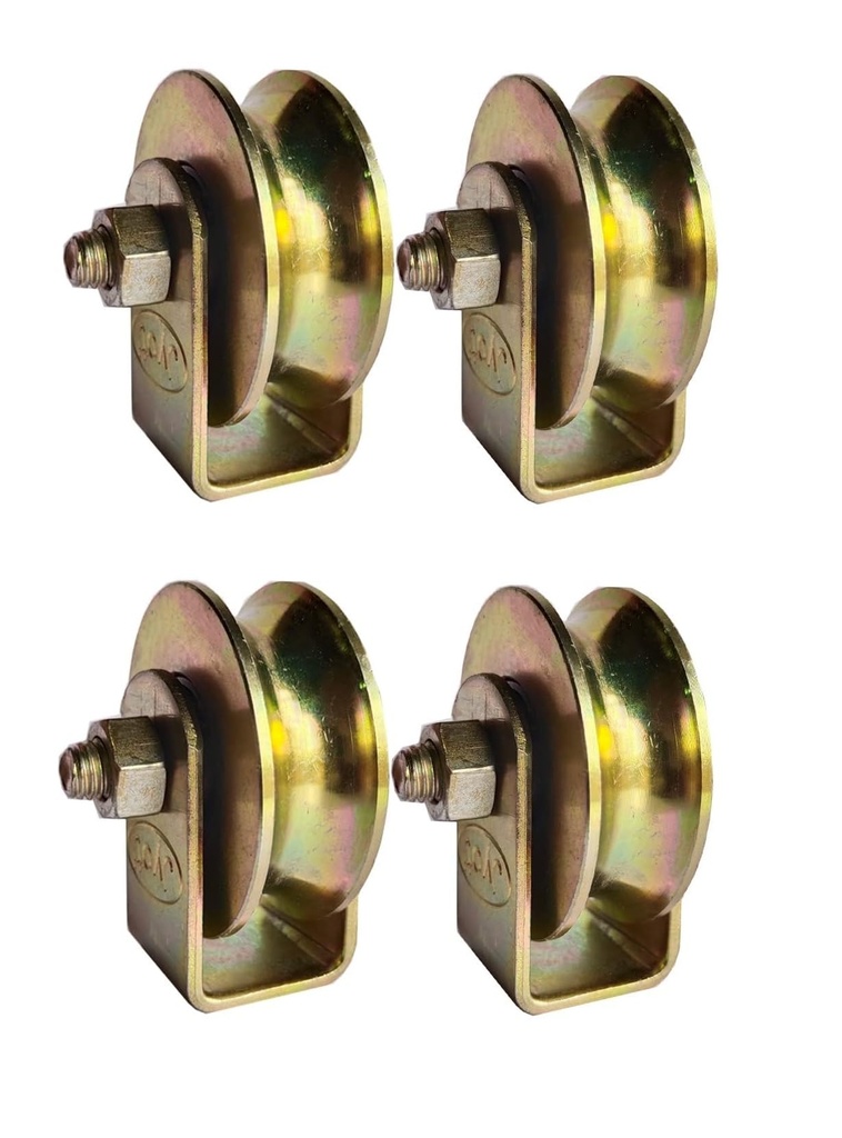 U Groove Sliding Wheel with Exterior Bracket, for Residential and Industrial Gates, Suitable for U Track, Wheel with Bearing and Bracket (4 pcs, U_Groove_2inch)