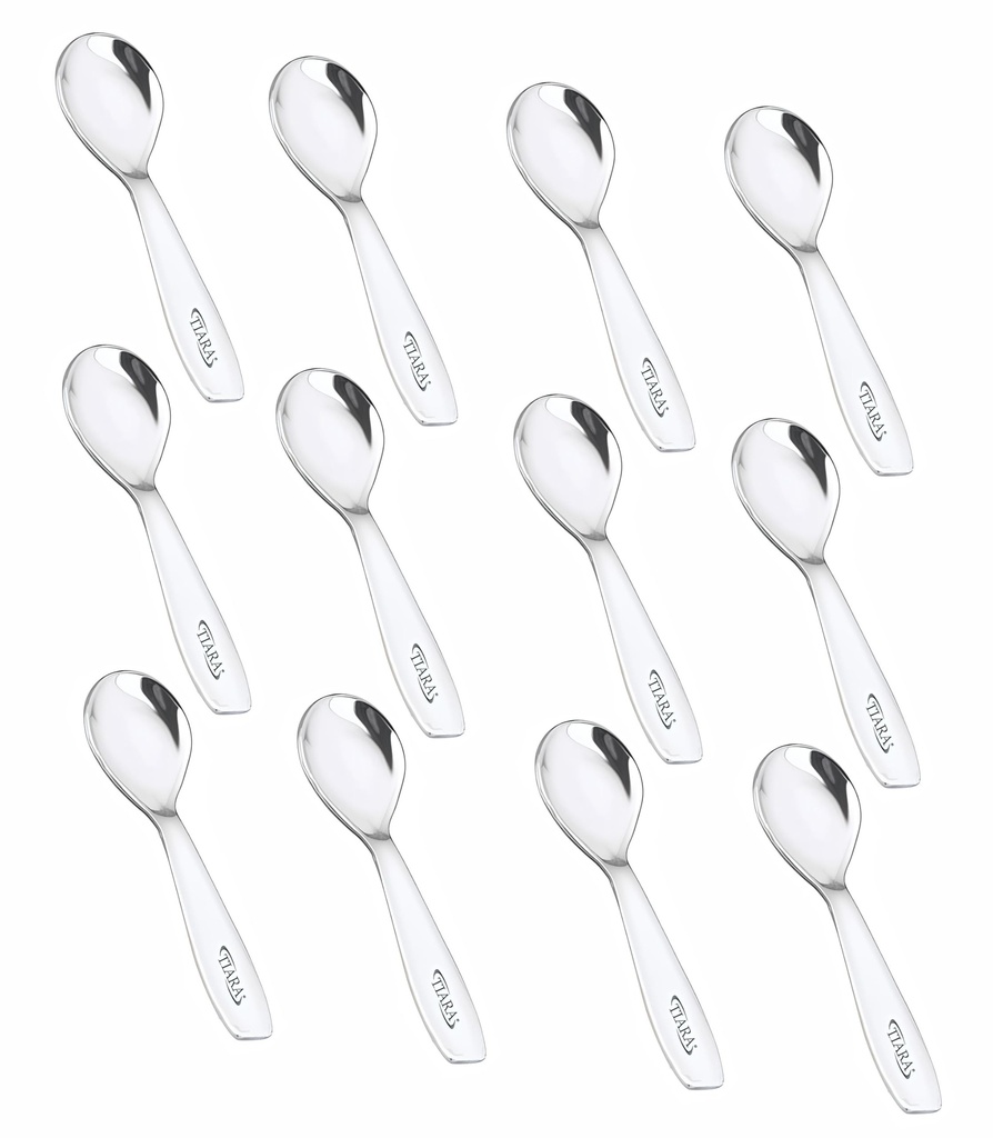 TIARA 12Pc Masala Spoon Heavy Guage Stainless Steel Small Spoon Mini Spoon for Masala Containers Spoon Set for Home/Kitchen Length 8cm (12Pc)