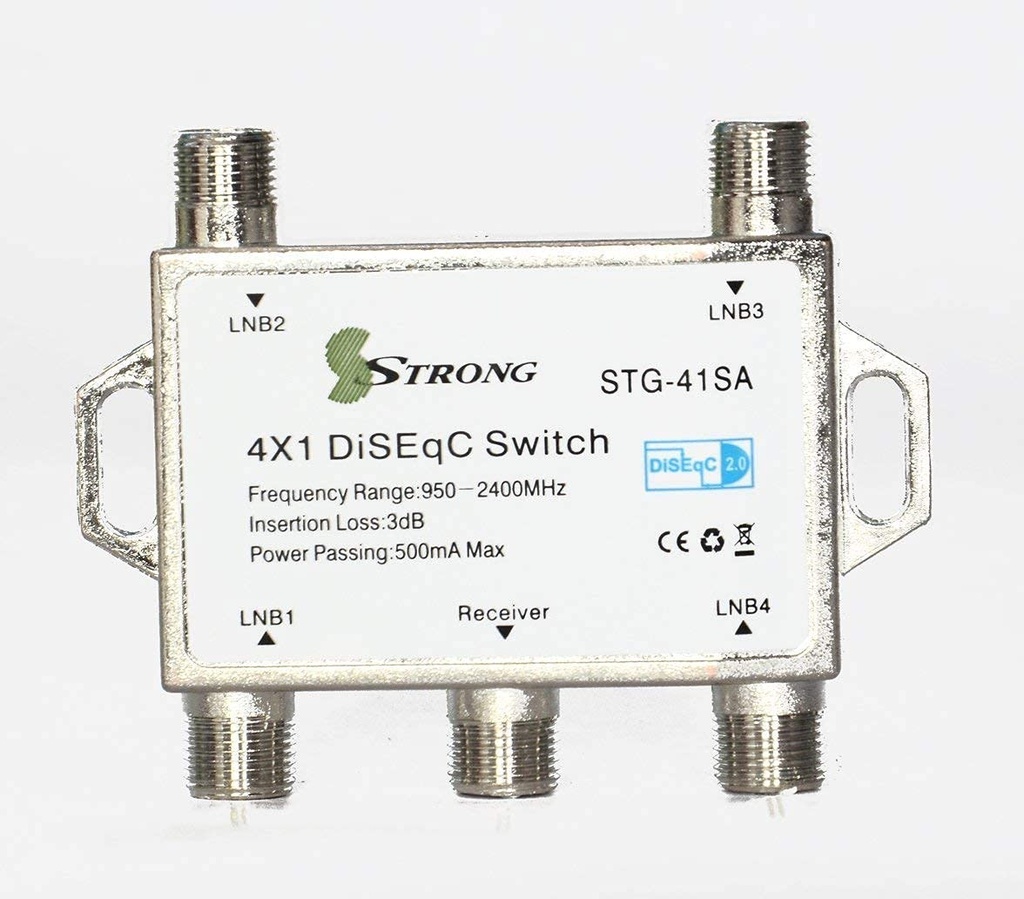 Vtronix STG-41SA 4 x 1 DISEqC Switch Full HD 1080p - Premium Satellite TV Switch for High Definition (Pack of 1)