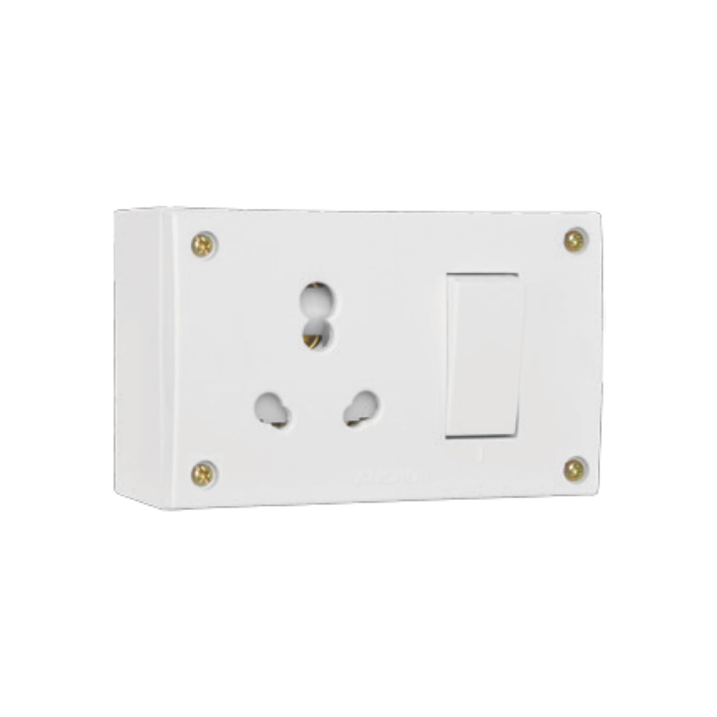 Anchor by Panasonic Penta 6A/16A Combined Unit with Box & 4 Fixing Holes for Heavy Appliances, White Finish (14310-1)