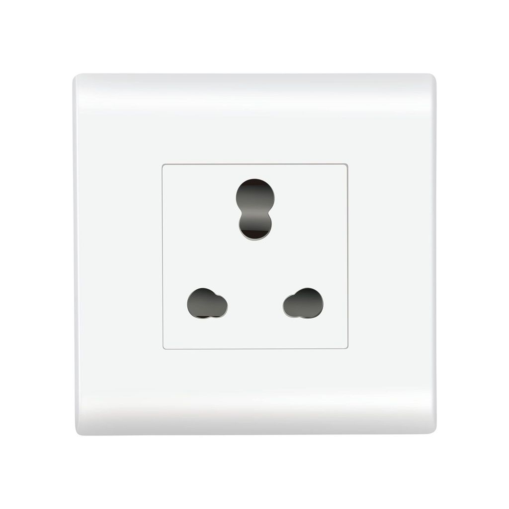 Wipro Northwest (Nowa) Switch Combo of 2M Plate + 16A 3Pin Socket- White (Kit 4)