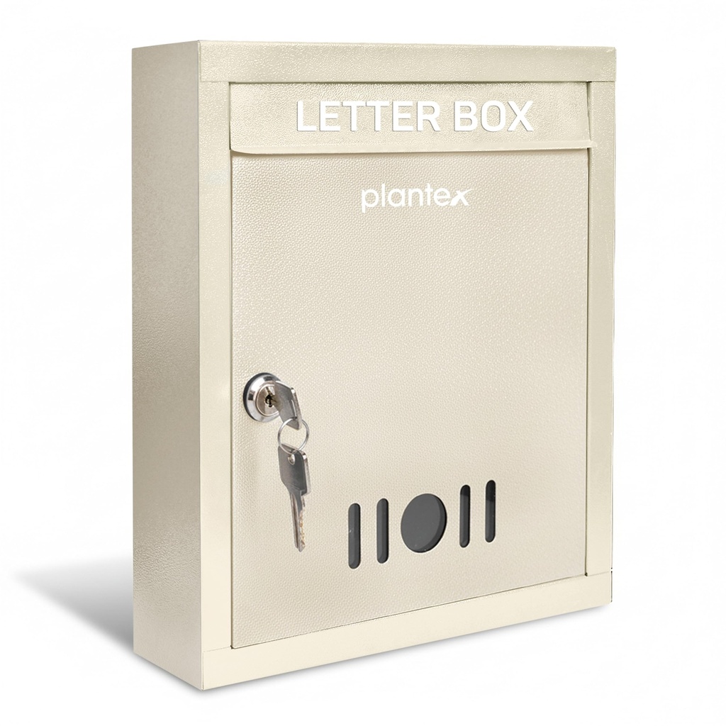 Plantex Letter Box/GI Steel Mail Box/Donation Box with Lock and Keys/Letter Box for Home Gate/Suggestion Box for Office/School/Complaint Box/ (Ivory) - Wall Mount