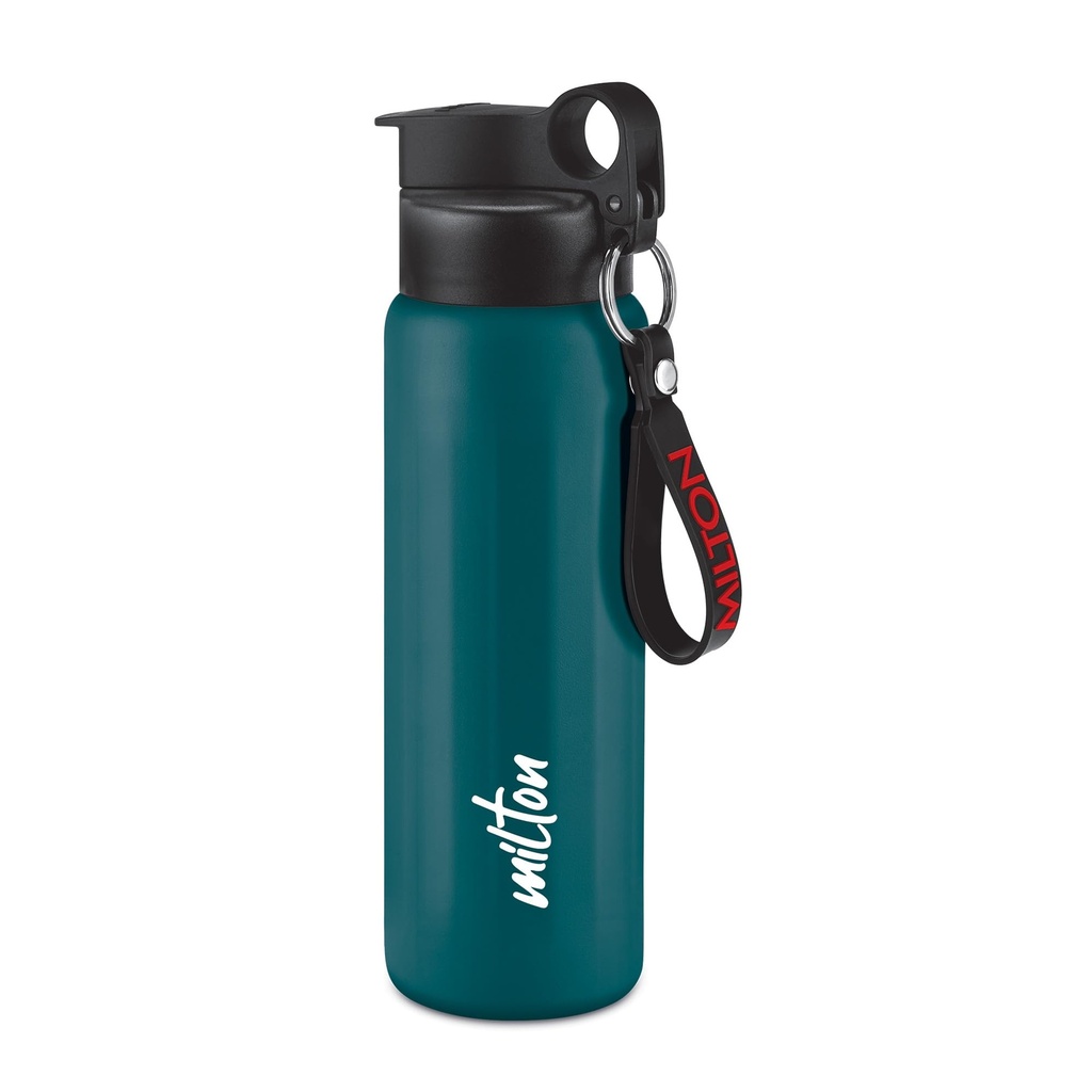MILTON Maverick 600 Stainless Steel Water Bottle, Leakproof Lid, Single Walled, ISI Certified I For School, Office, Gym I 620 ml, Teal Blue