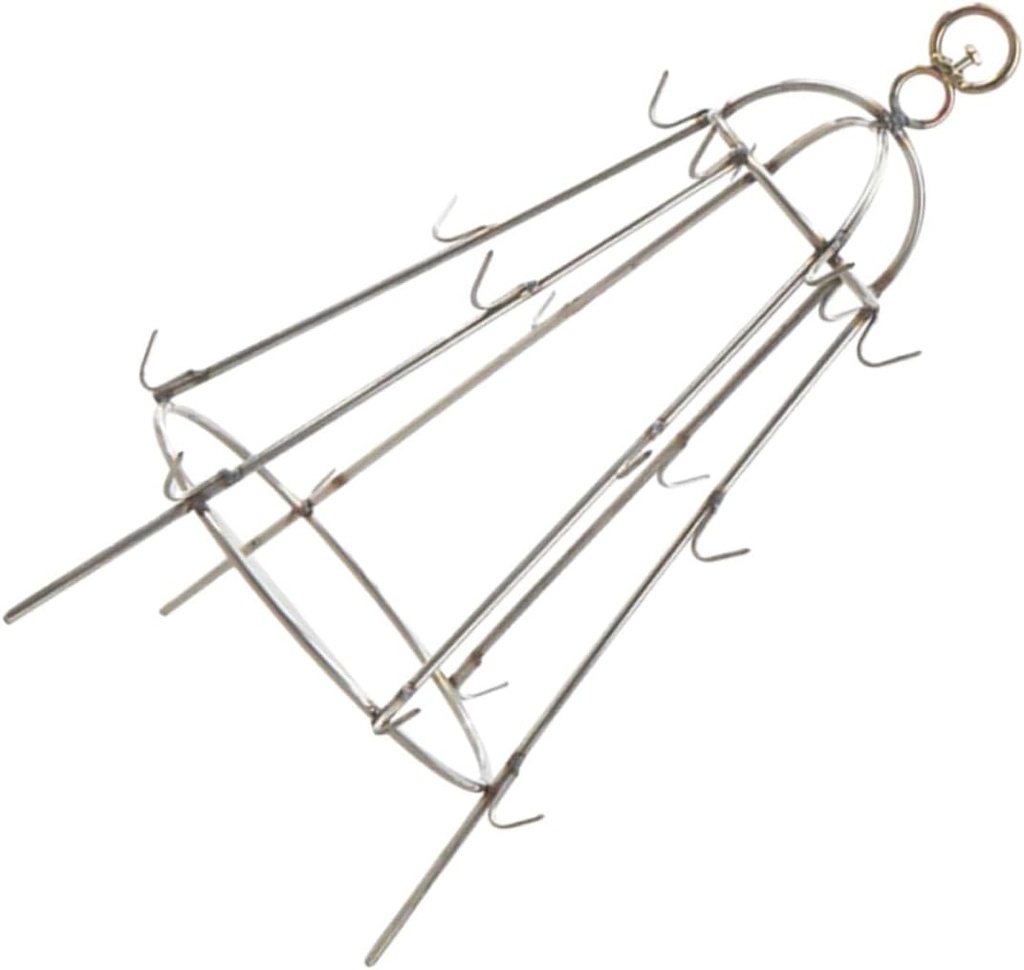 Stainless Steel Barbecue Hanging Rack with Hooks Non-Stick Grill Food Rack Roasting Bracket for Outdoor BBQ Cooking