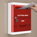 Plantex Suggestion Box/Durable Plastic Letter Box/Mail Box for Home gate with Key Lock/Complaint Box for Hotel/School/Office - (Red & White), Wall Mounted