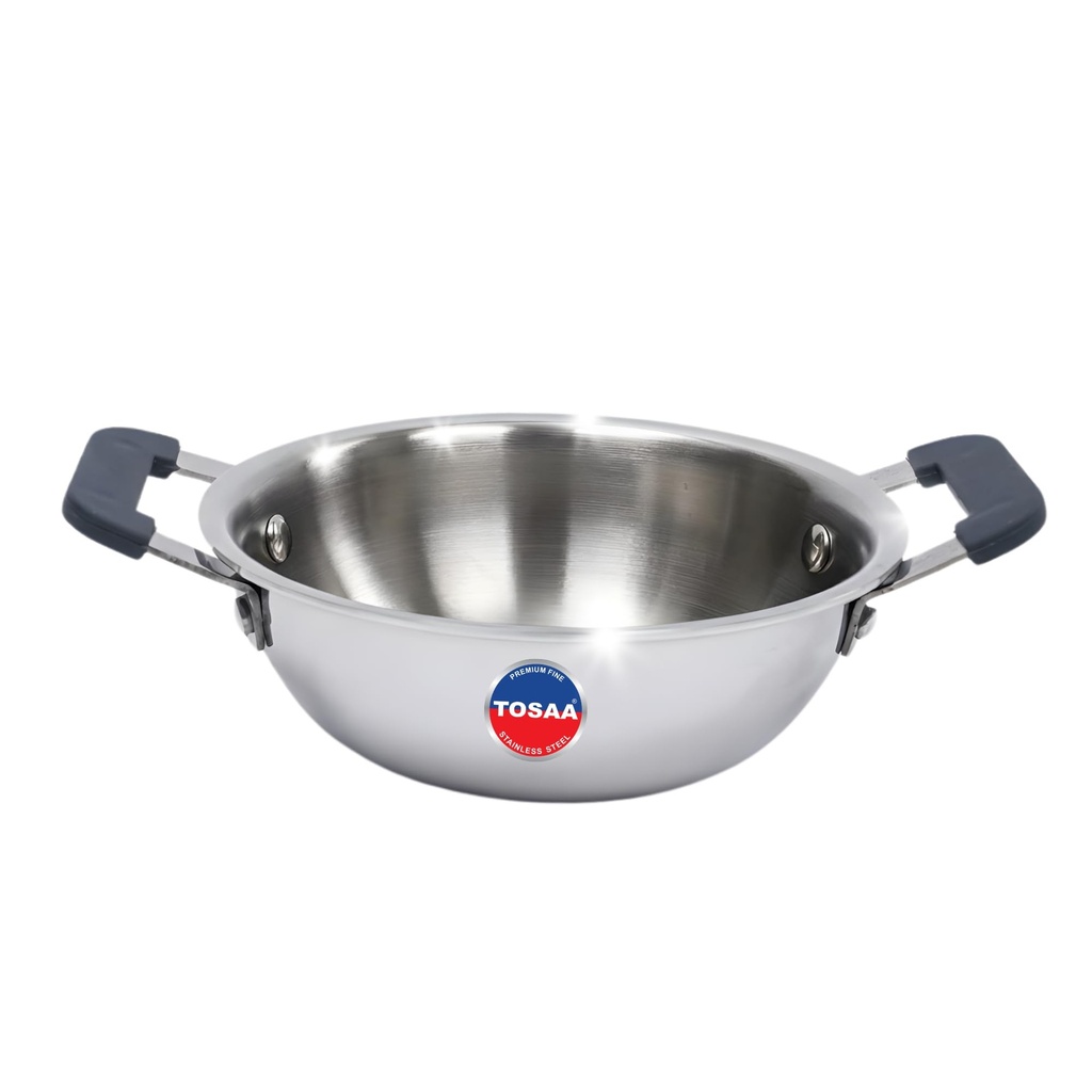 TOSAA TRIPLY MINI KADHAI– 3 Layer Base,Ideal for Frying, Tadka,Compact & Heavy Duty | Induction and Gas Stove Compatible | Multipurpose Cookware | 650 ml
