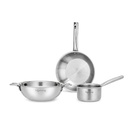 Lifelong Triply 3-piece cookware Set | Kadai, Frypan & Saucepan for Cooking | Stainless Steel 22 cm Kadai & Fry Pan 22 cm | 14 cm Sauce Pan | Induction Bottom & Gas Stove Cookware (LLTP3PCS)