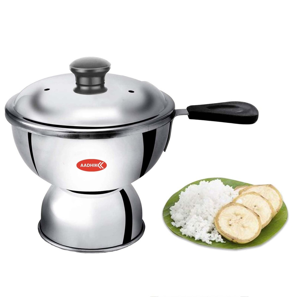 AADHIK Chiratta Puttu Maker with Handle Use with Pressure Cooker Puttu Kutti Puttu Steamer Silver, Make in India