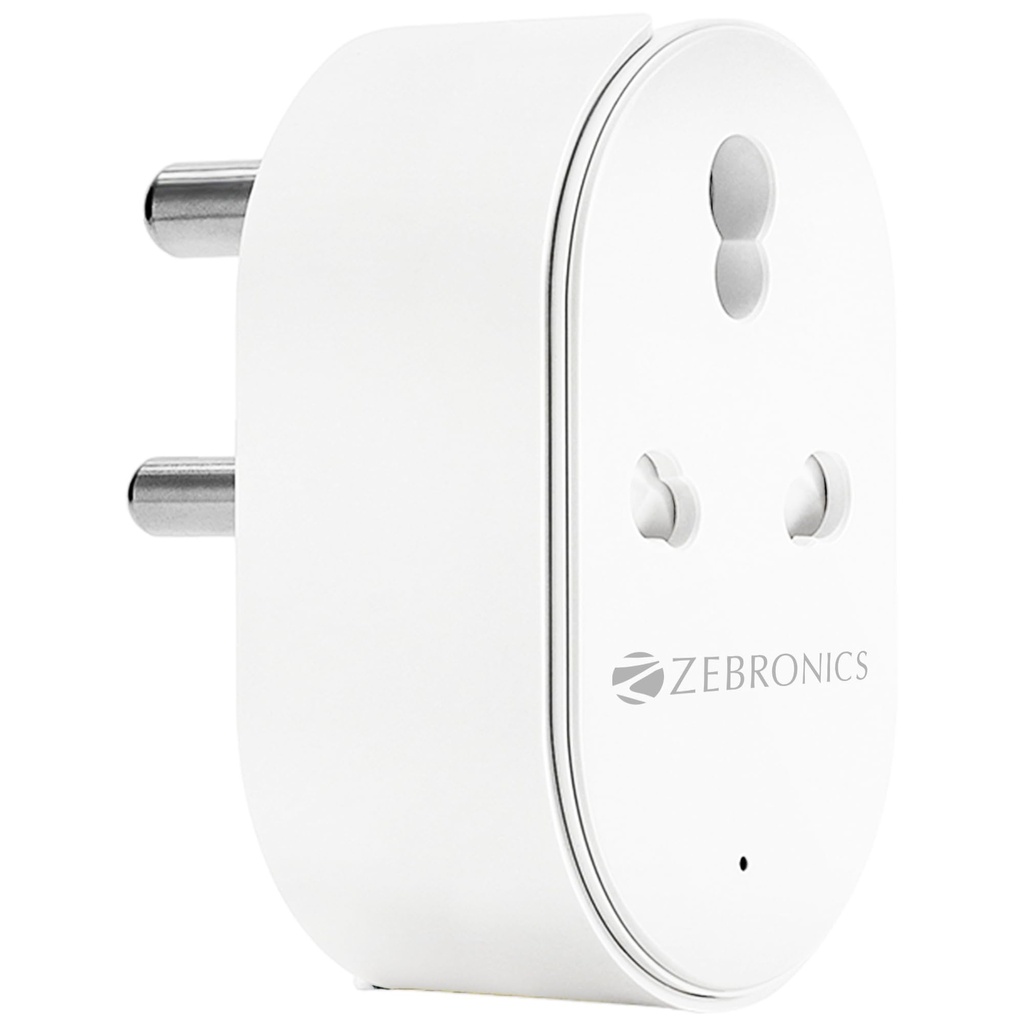 Zebronics ZEB-SP116, Smart Wi-Fi Plug Compatible with Assistant & Alexa, Supports Upto 16A and Comes with a Dedicated APP That Features Scheduled Control and Energy Monitoring.
