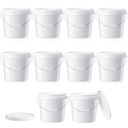 Tioncy 10 Pcs 2 Gallon Plastic Buckets with Lids, Handles, White