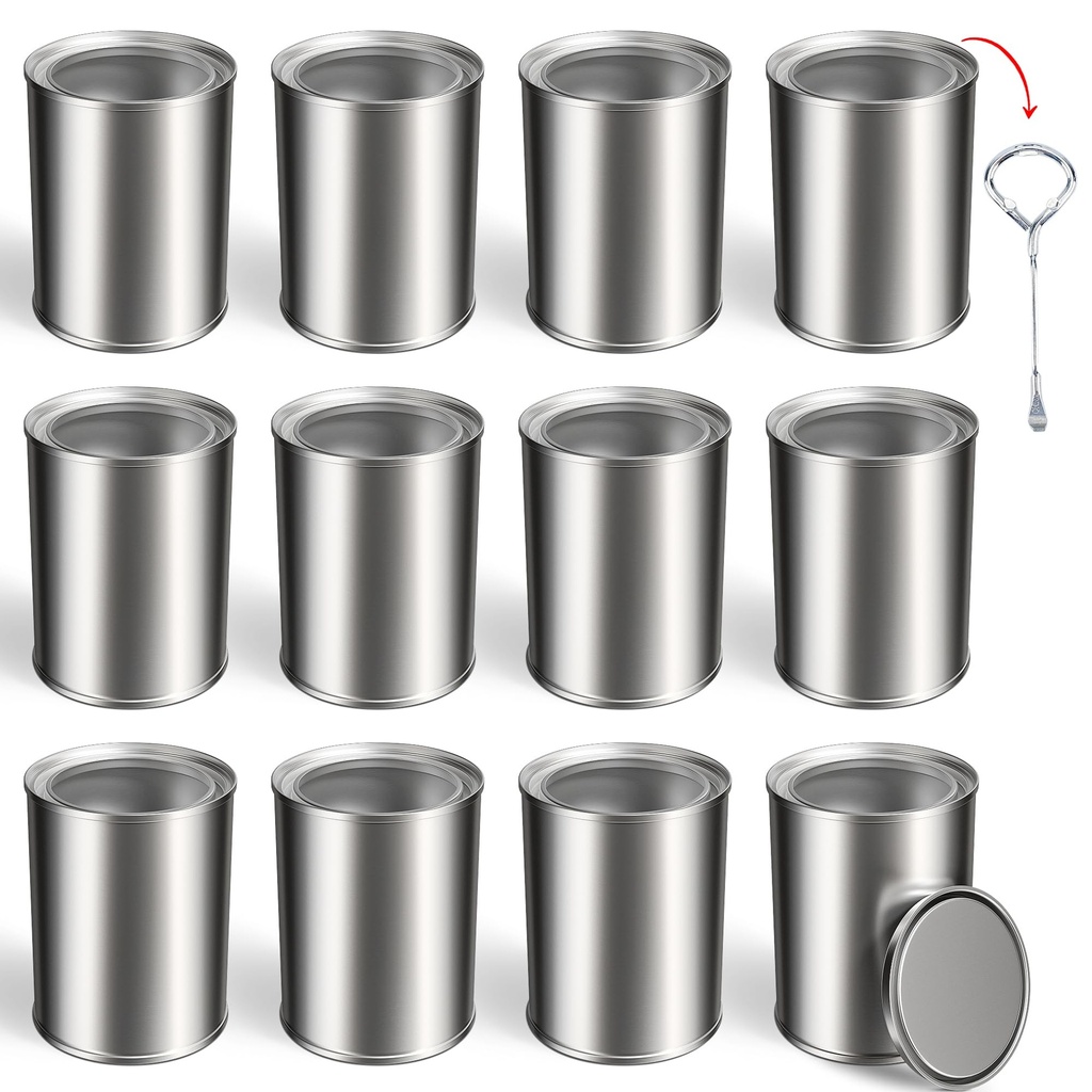 12PCS 1 Quart Empty Paint Cans with Lids, Metal Unlined Paint Bucket