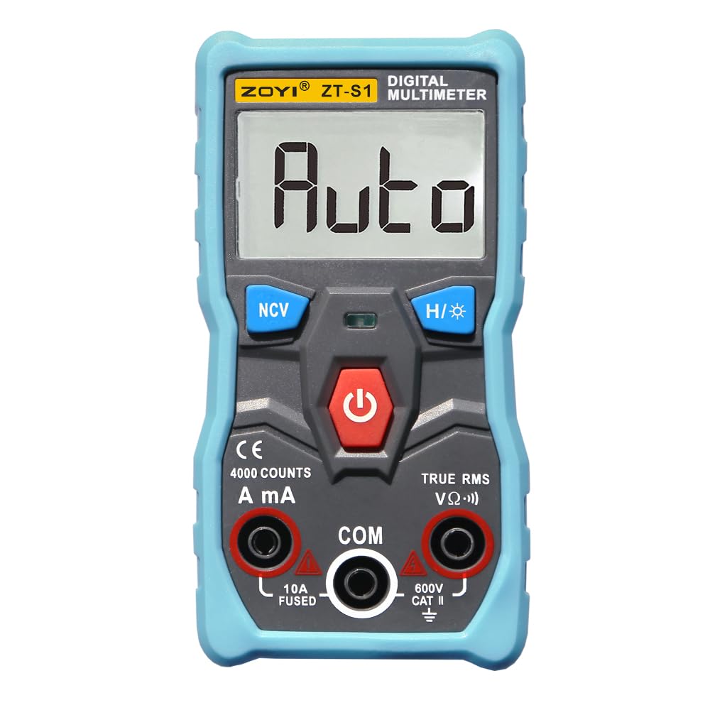 ZOYI S1 Digital Multimeter Tester Autoranging True RMS Automotive Multimeter with NCV, LCD Backlight Flashlight, black