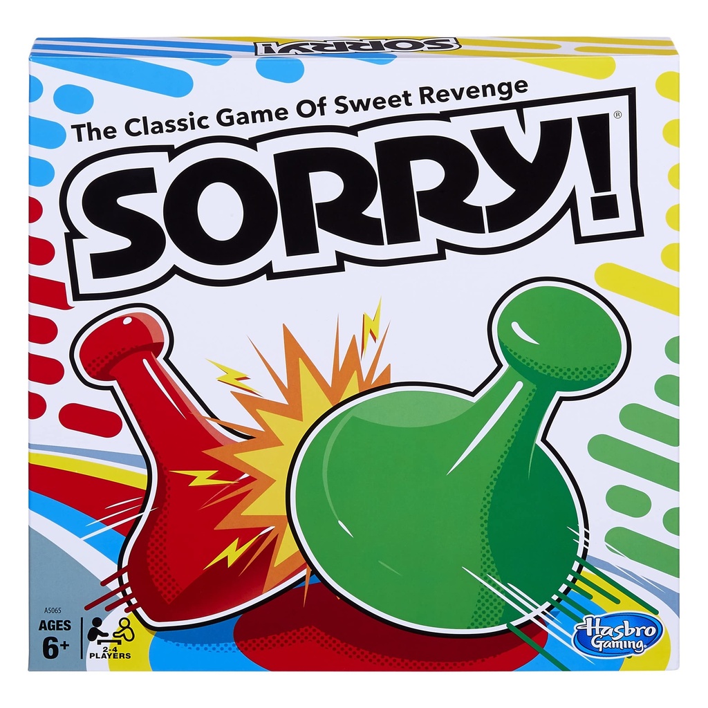 Sorry! Board Game for Kids Ages 6 and Up; Classic Hasbro Board Game; Each Player Gets 4 Pawns; Family Game