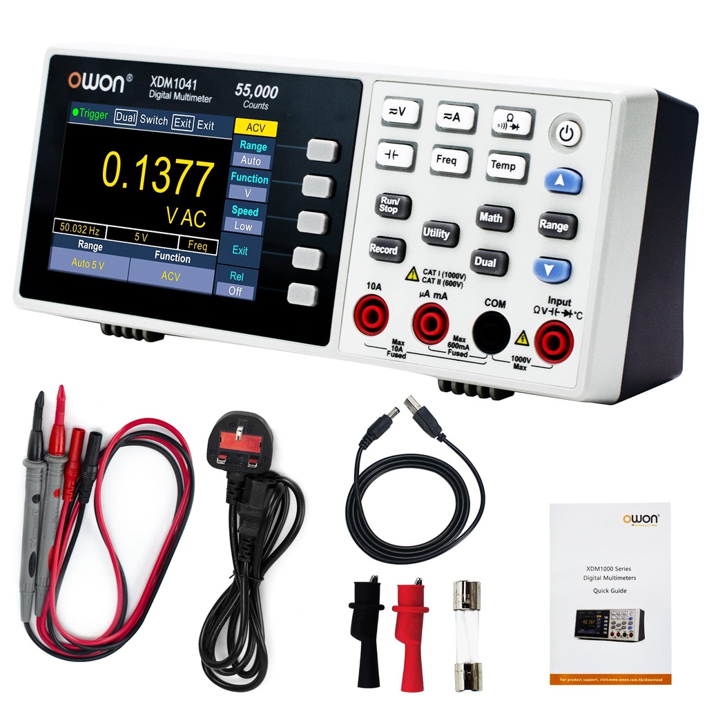 Protable Bench Multimeter with 3.5 Inch 55,000 Counts True RMS Ultra-light Digital Multi Tester for Labs, Factories (XMD1041)