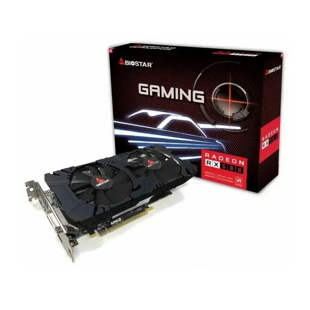 Biostar AMD Radeon RX 580 8GB 2048SP GDDR5 Graphics Card, 256-Bit PCIe 3.0 x16 Gaming GPU, DirectX 12 Video Card with HDMI/DVI/DisplayPort, Multi-Monitor Support, 4K Desktop Gaming Graphics Card
