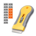 Retractable Razor Blade Scraper Tool with 15 pcs Extra Blades, Cleaning Scraper Tool for Removing Labels, Stickers, Decals, Paint from Glass and Stovetop -WEGAZ