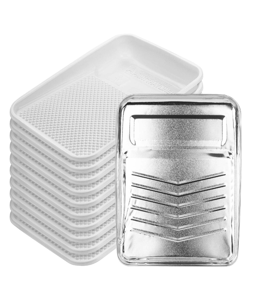 Bates 9 Inch Paint Tray with 10 Plastic Liners - Disposable Paint Roller Trays for Walls