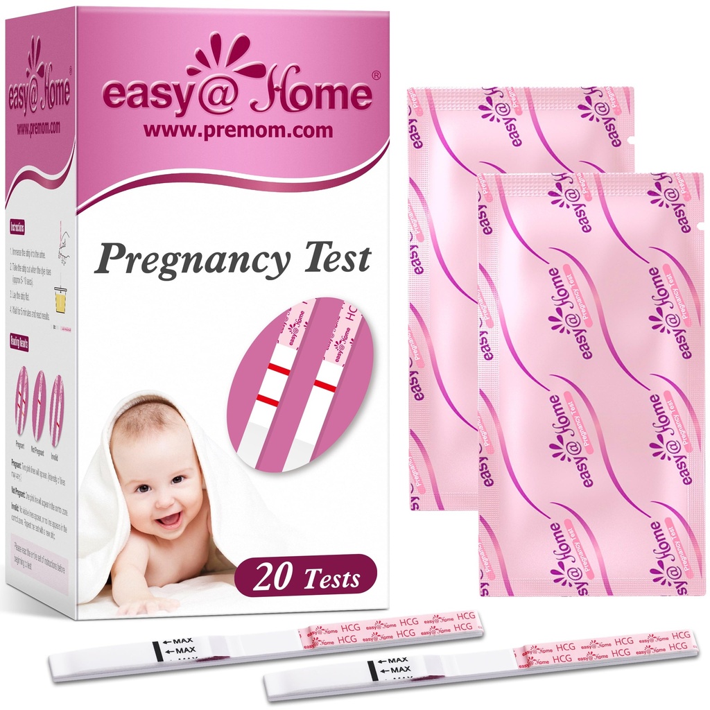 easy@Home Pregnancy Test Strips, 20 Pack with Premom App
