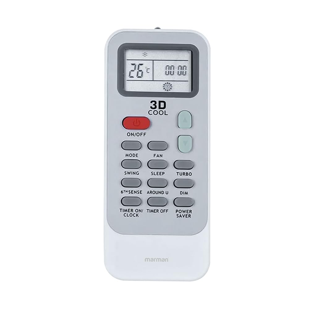 marman® Compatible with Whirlpool AC Remote DG11J1 Model 129 Suitable for Inverter and Non Inverter AC 1 | 1.5 | 2 Ton Split & Window AC - Match Remote Key by Key with Existing Remote Control