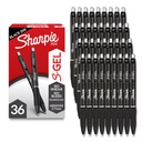 Sharpie S-Gel Pens, Medium Point (0.7mm), Black Gel Ink, 36 Count - Writing, Note-Taking, Office Supplies, No Smear, No Bleed
