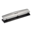 Bostitch Office 3 Hole Punch, Metal, 12 Sheet Capacity, Rubber Base, Silver
