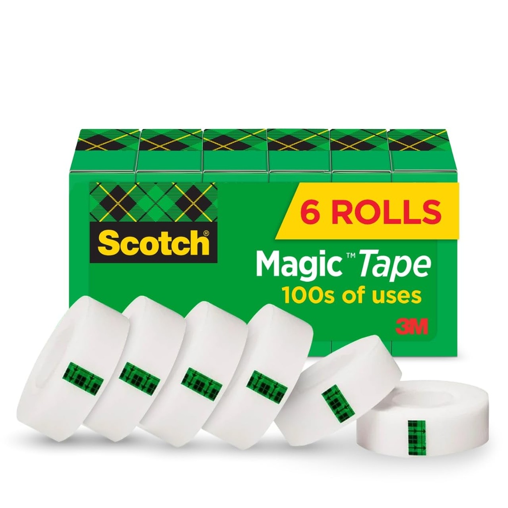 Scotch Magic Tape, Invisible, 6 Rolls