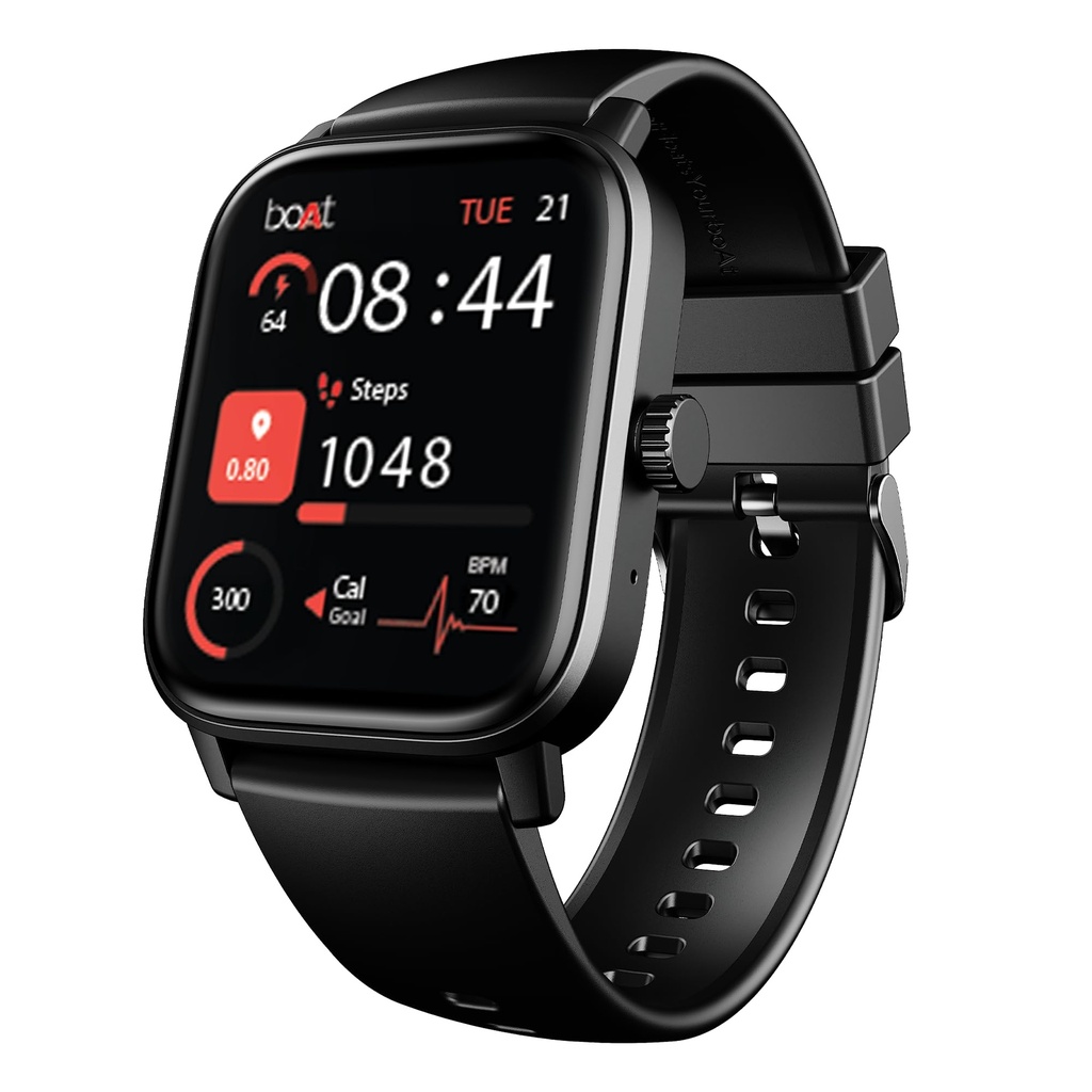 boAt Wave Call 3 Smartwatch 1.83” HD Display with Animated Watch Faces; BT Calling, Functional Crown, Multiple Sports Modes, IP68, HR, SpO2 Monitor, Smart Watches for Men & Women (Bold Black)