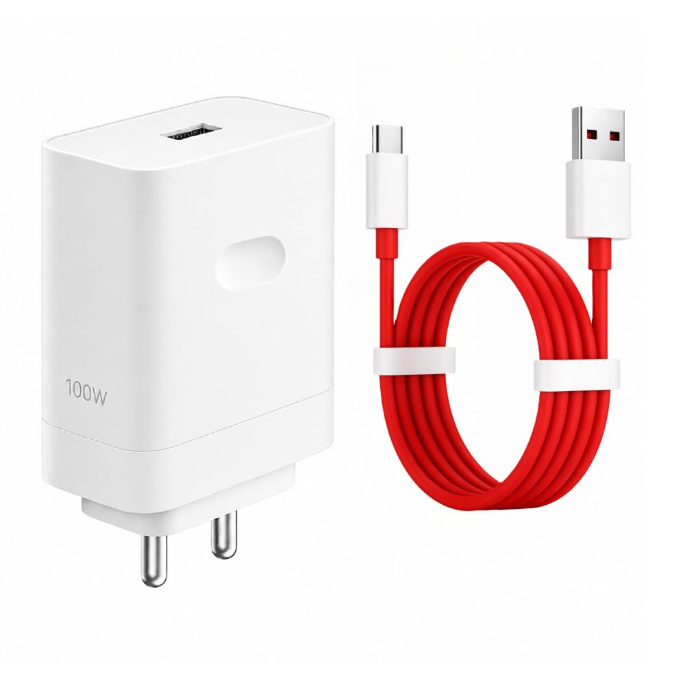 100W USB-A to Type-C Fast Charger & Cable Compatible with Oneplus/Oppo/Xiaomi/Realme/Samsung/Nothing/Poco/Motorola & Other Type C Devices