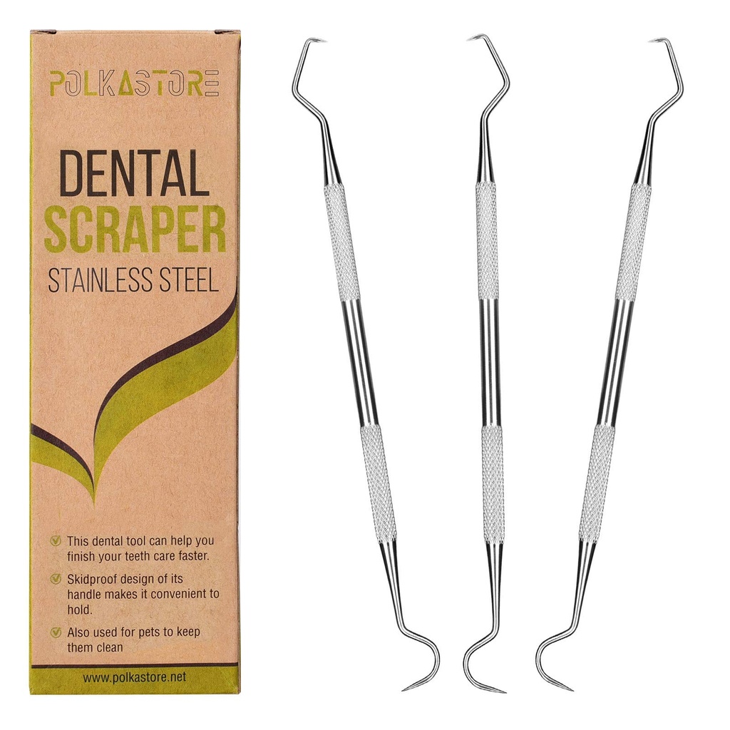 Professional Dental Scraper Tool - Dentist Pick, 3- Pack, Tarter Scraper