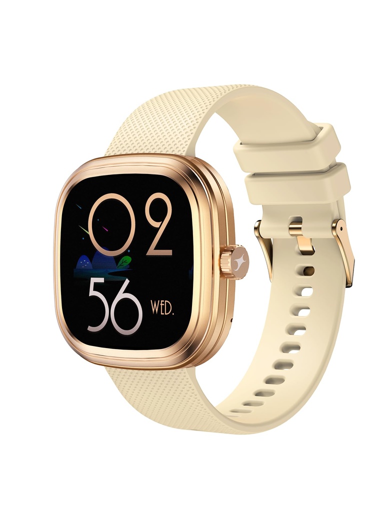 Fastrack Ryz Smart Watch For Women with 1.72” Super Ultra VU Display,Dynamic 60Hz Refresh Rate,AI Voice,Functional Crown,1ATM,BT Calling,HRM,SpO2 & Multiple Menu Styles,24/7 Health Suite - Light Beige