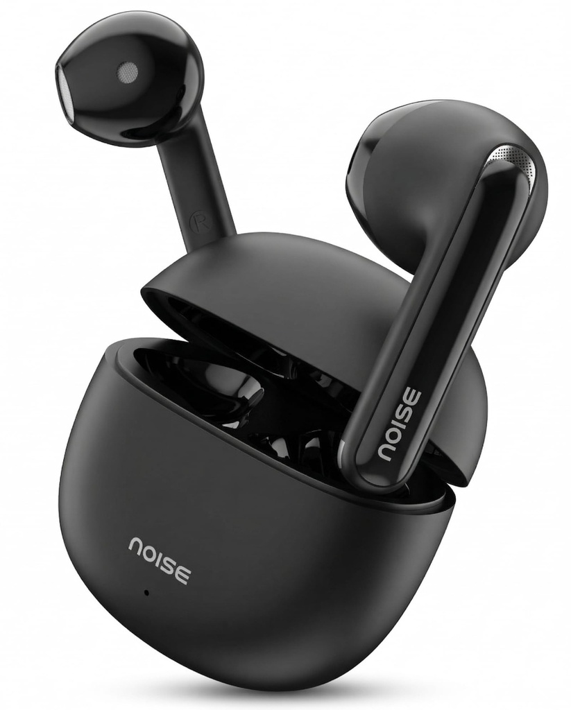 Noise Buds Mini Truly Wireless Earbuds (2026) | Half in-Ear Design | 40H Playtime | Quad Mic ENC for Clear Calls | 13mm Driver | Low Latency Gaming Mode | BT v5.3 | IPX4 Sweat Resistant - Jet Black