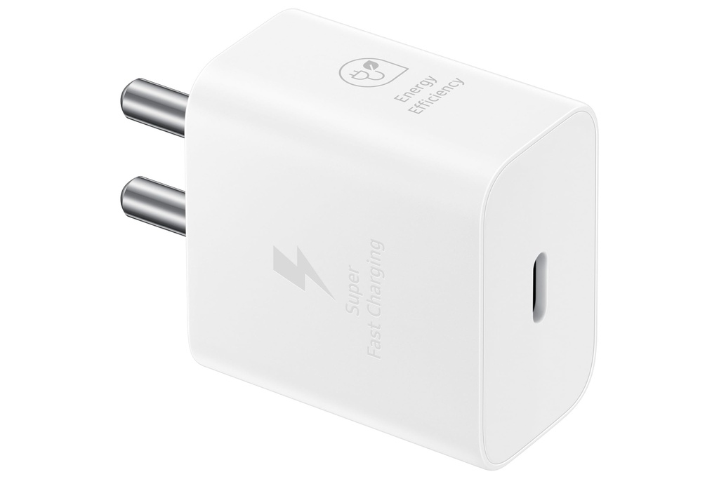Samsung Original 25W USB Type-C Travel Adaptor Without Cable for Pixel, Xiaomi, Motorola, iPhone, Samsung Galaxy Tab S/A Series, Galaxy S10/M54/M55/A80/A90/S25/S24, White