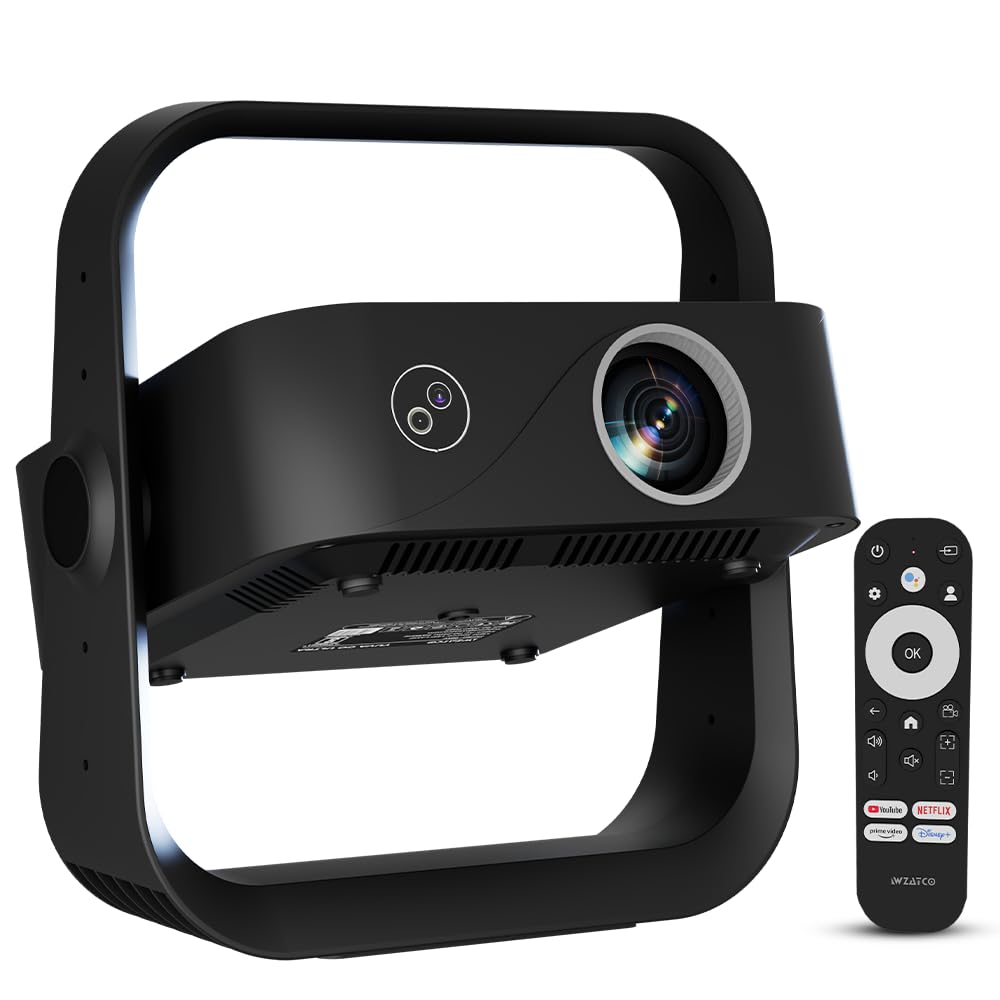 WZATCO Yuva Go Ultra TV Official Smart Projector 4k Ultra HD, Native 1080P, 13000 Lumens, WiFi 6, Bluetooth 5.4, HDMI, USB, Auto Focus, Room Home Cinema, Black